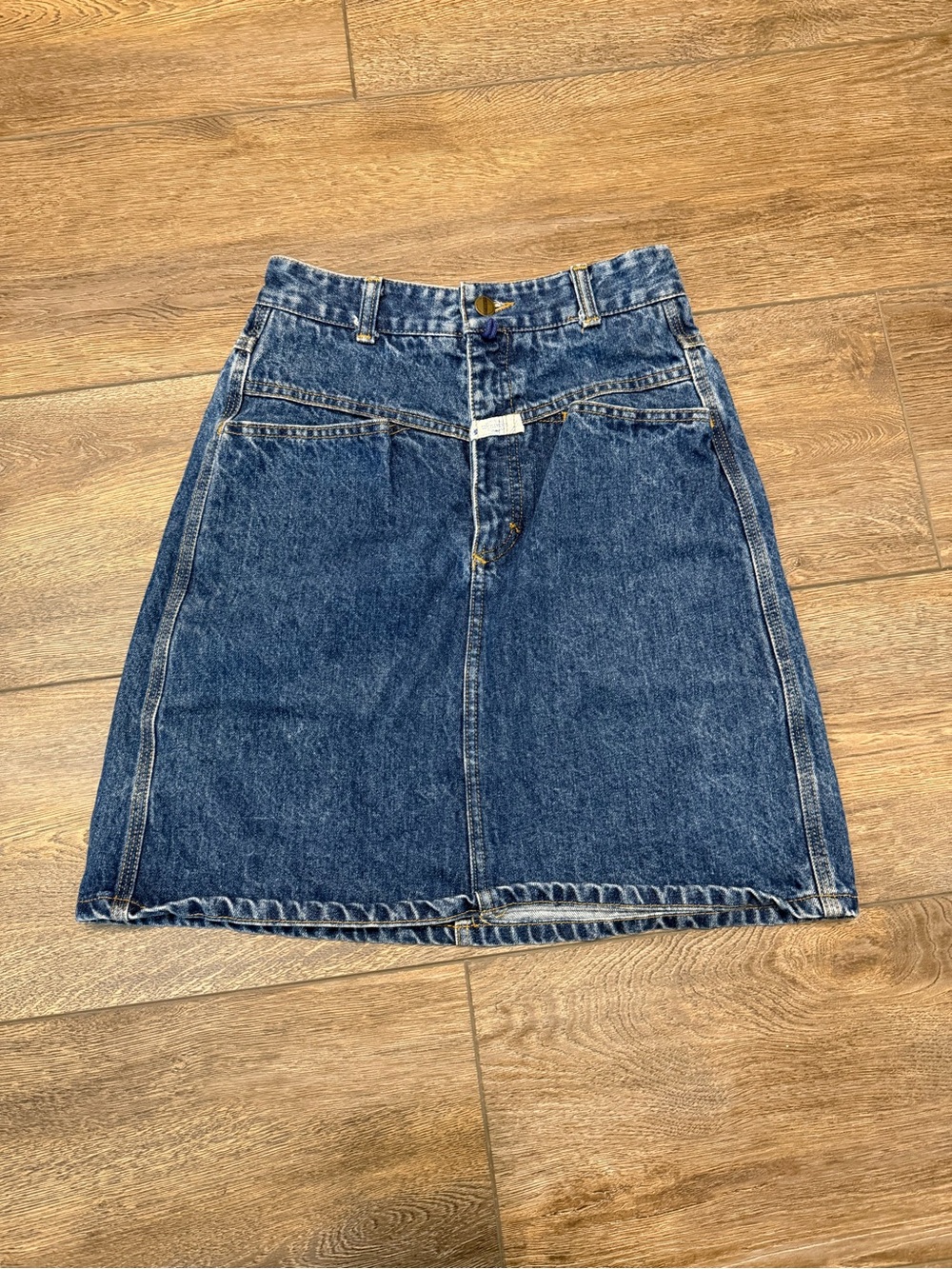 Marithe Francois Girbaud Dark Indigo Denim A-Line Skirt